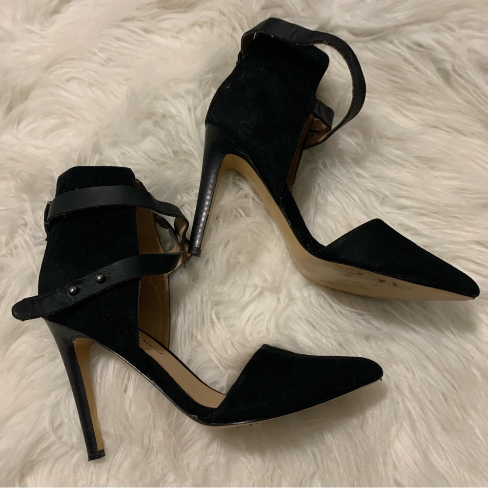 Michael Strap Front Black Pump Heels